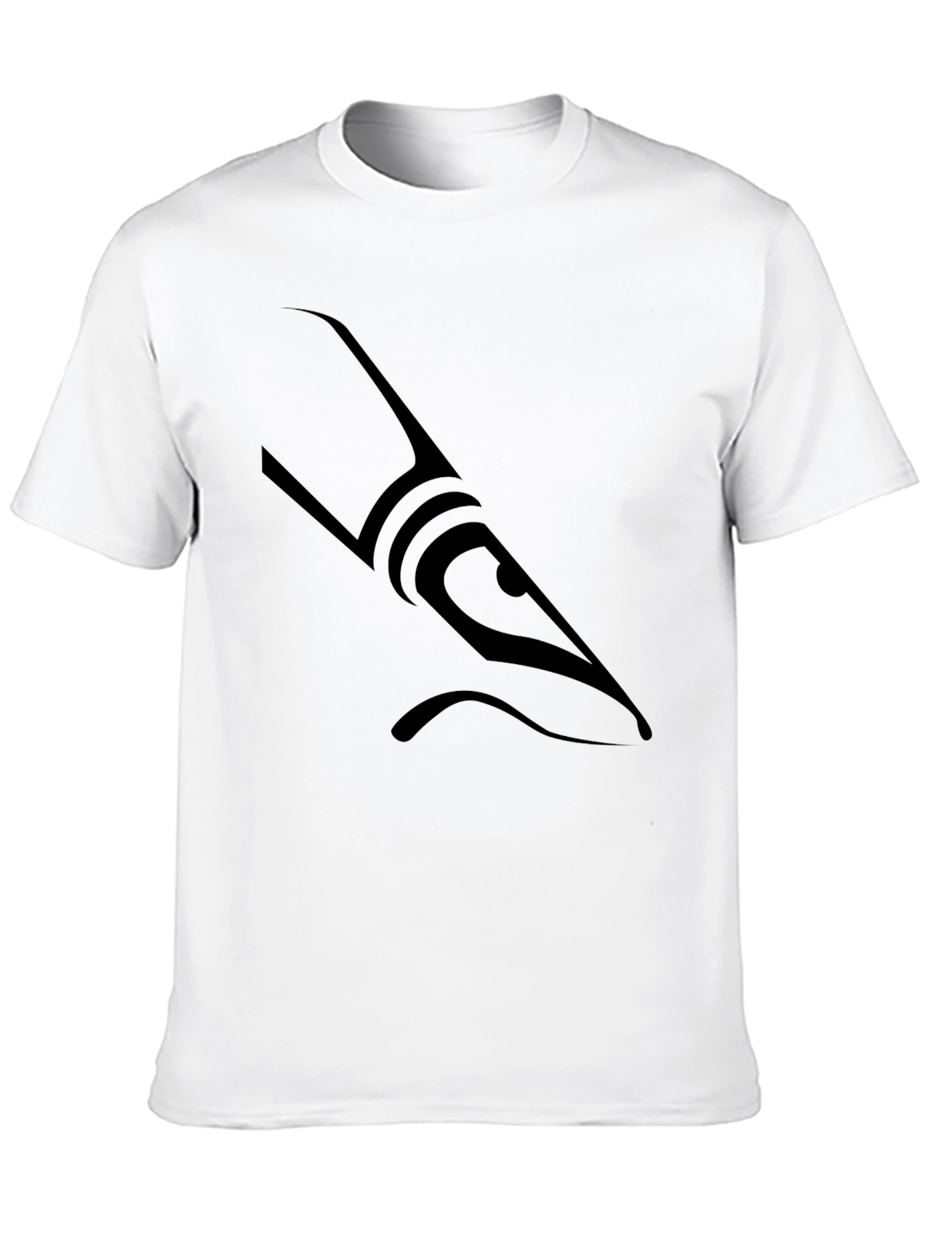Mens Black Graphic Tee - Abstract Shark Design