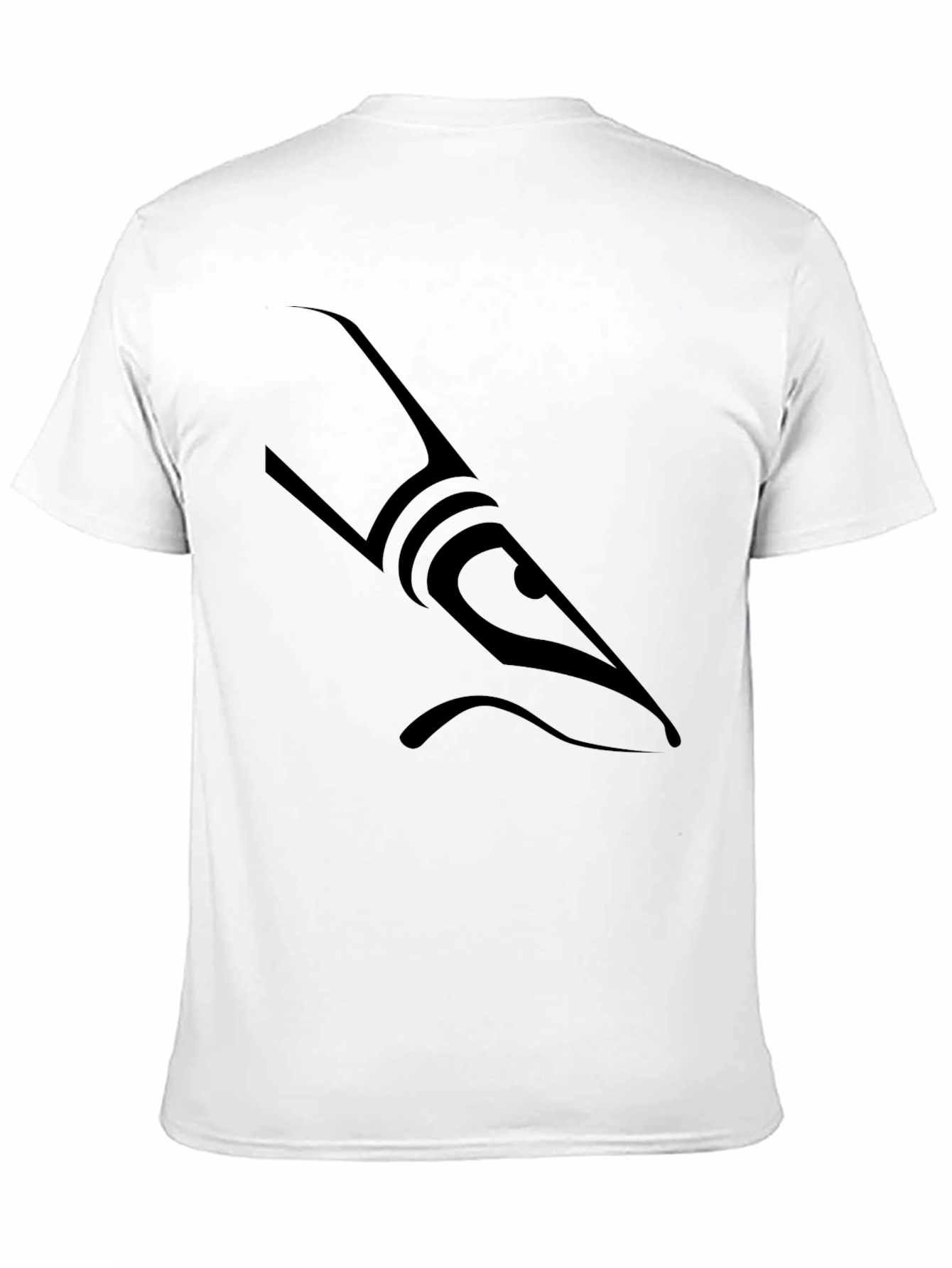 Mens Black Graphic Tee - Abstract Shark Design
