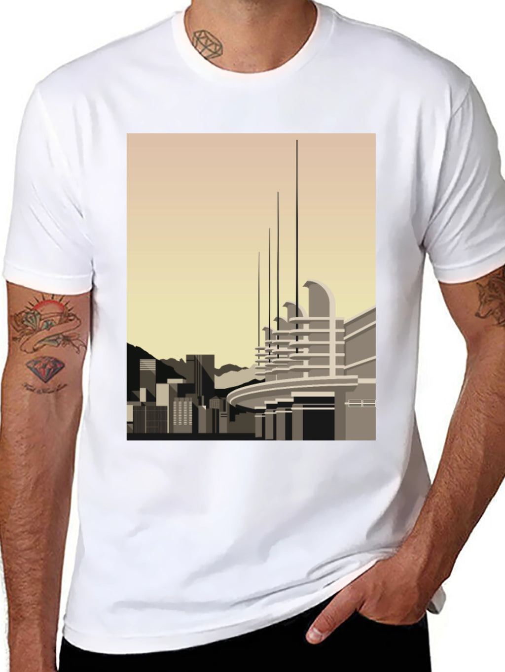 Cityscape Graphic Tee - Modern Art T-Shirt