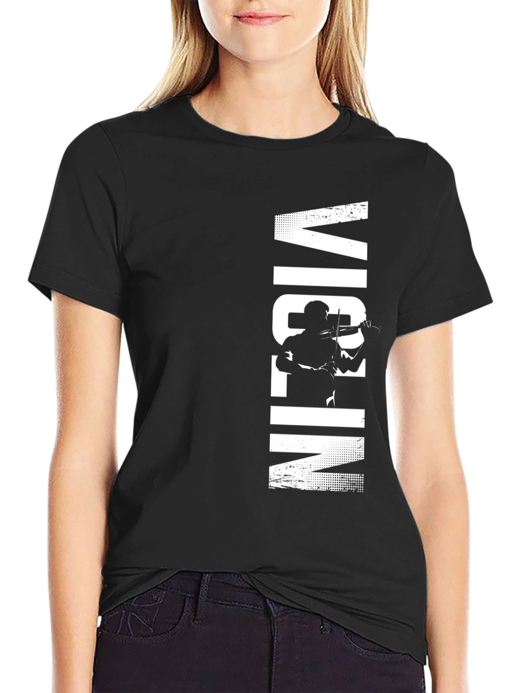 Violin Player Graphic Tee - Black