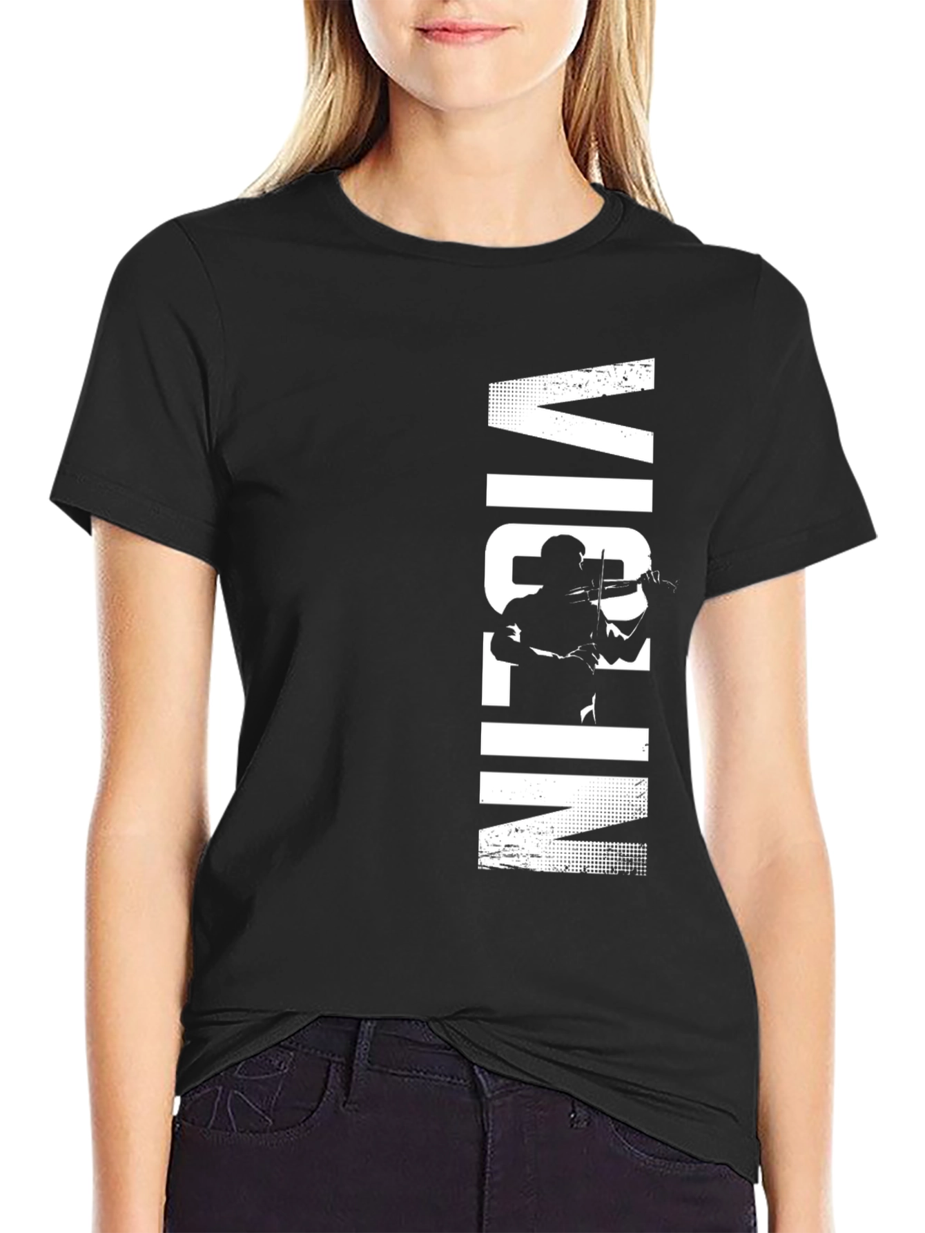 Violin Player Graphic Tee - Black