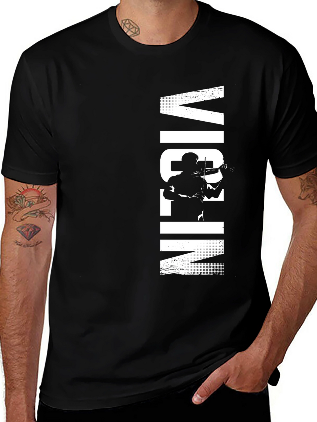 Violin Player Graphic Tee - Black