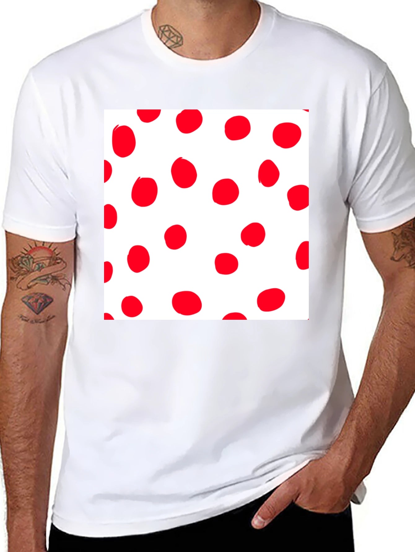Red Polka Dot Crew Neck T-Shirt