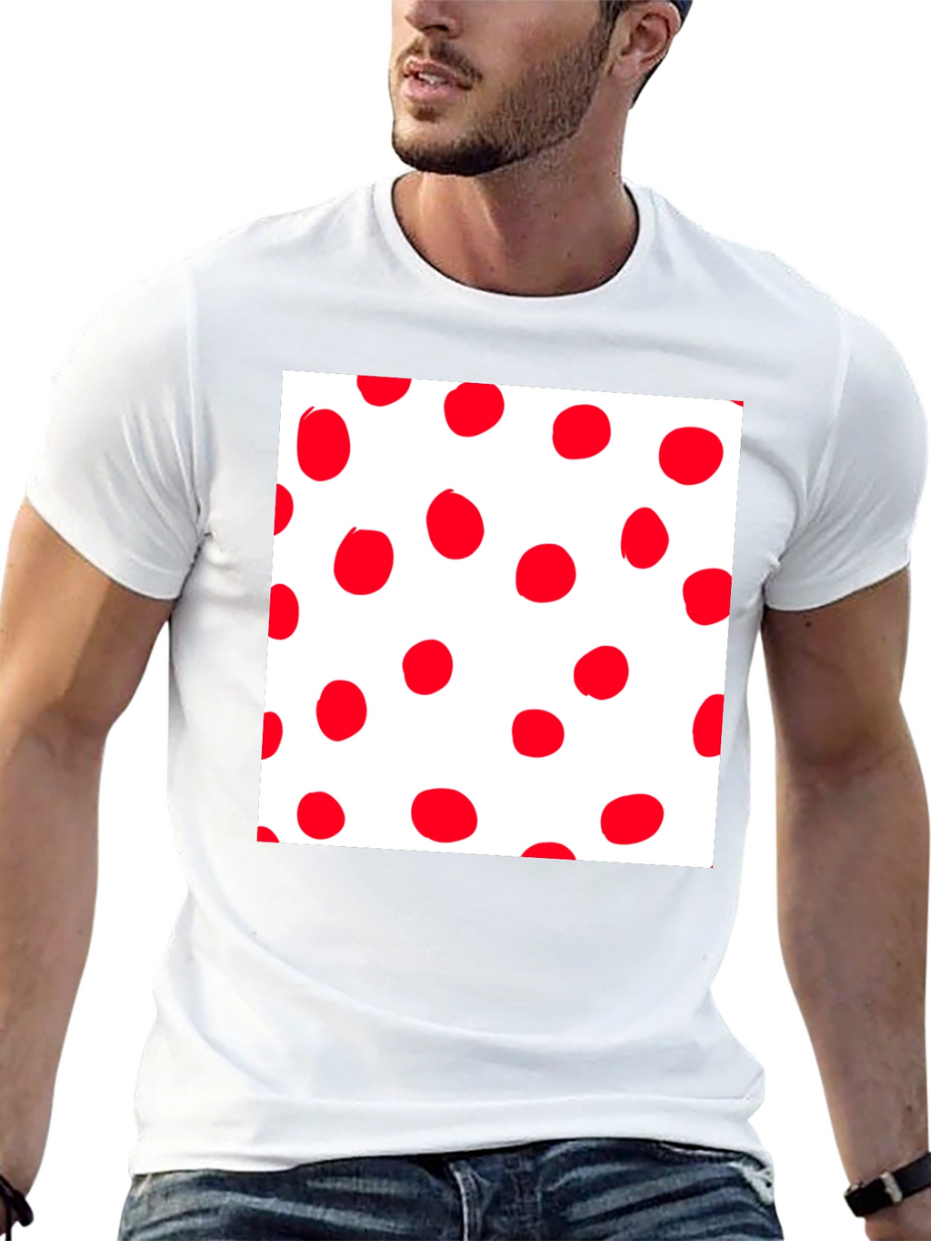 Red Polka Dot Crew Neck T-Shirt
