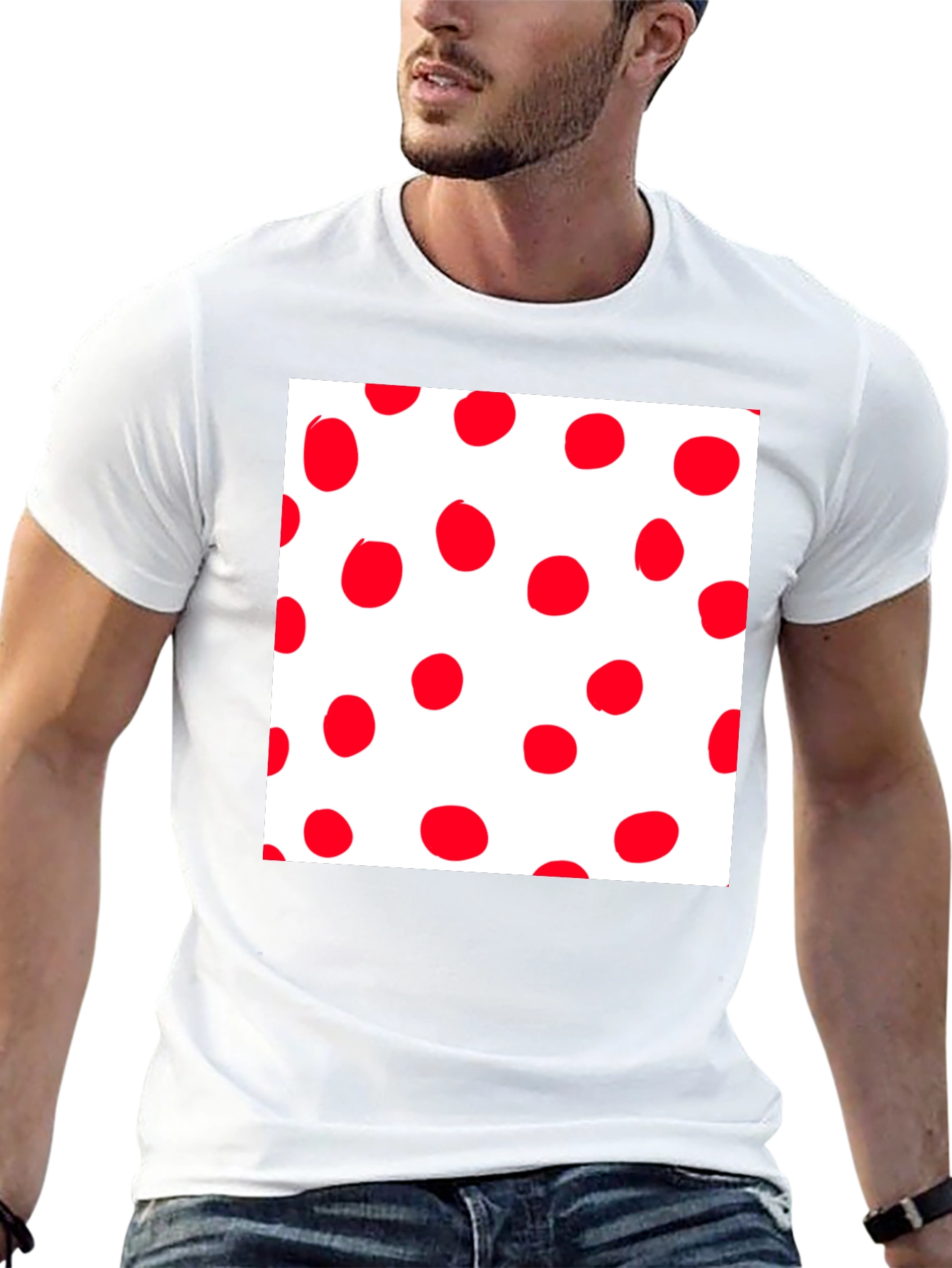 Red Polka Dot Crew Neck T-Shirt