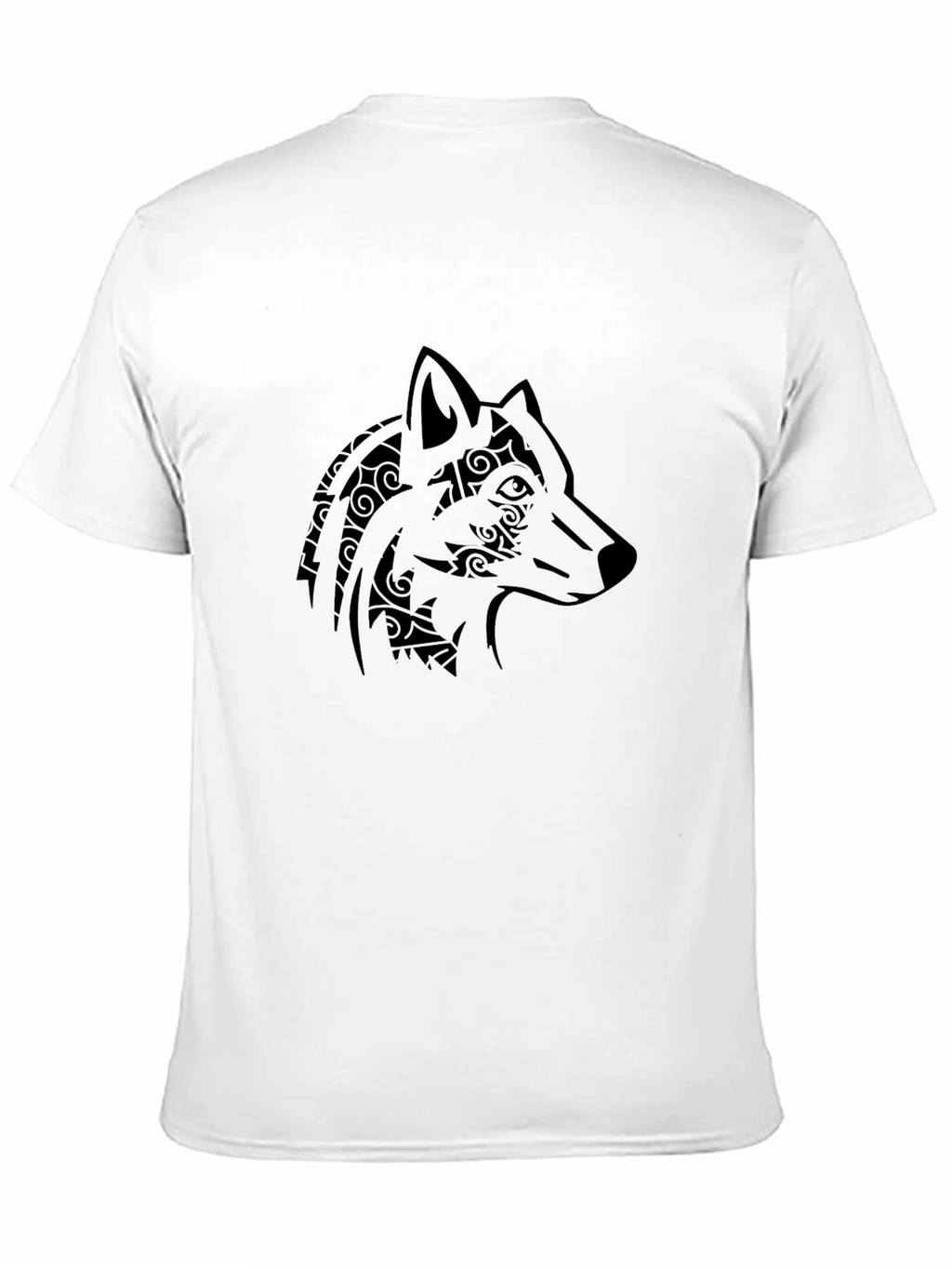Tribal Wolf Head Graphic Mens Black T-Shirt