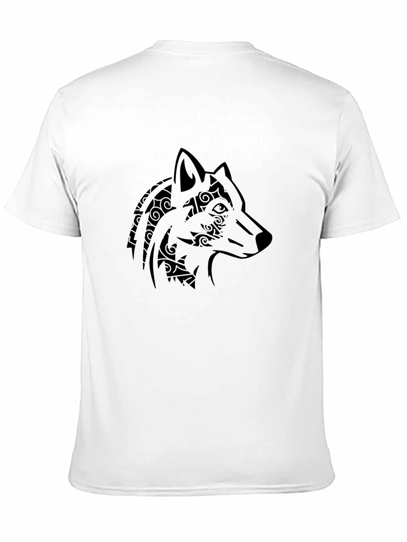 Tribal Wolf Head Graphic Mens Black T-Shirt