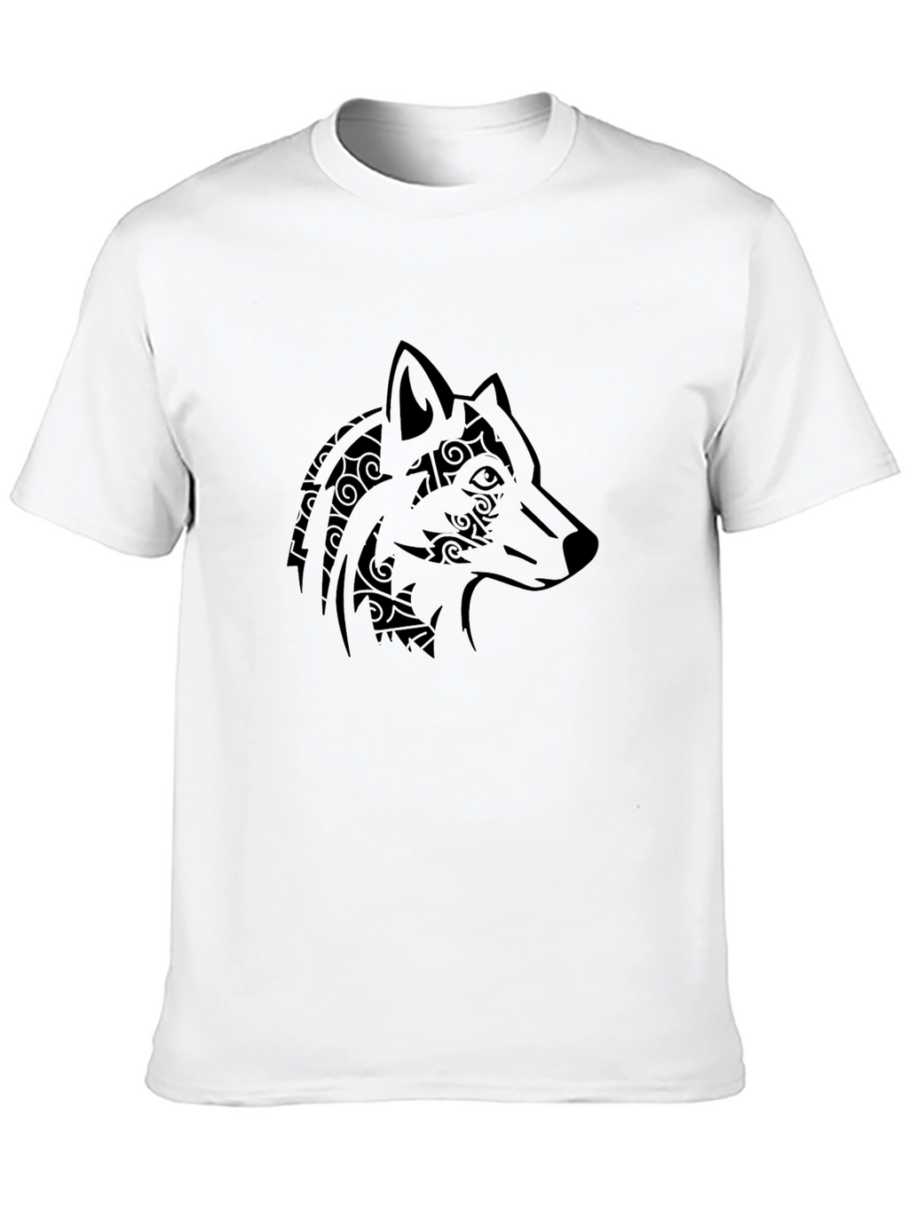 Tribal Wolf Head Graphic Mens Black T-Shirt