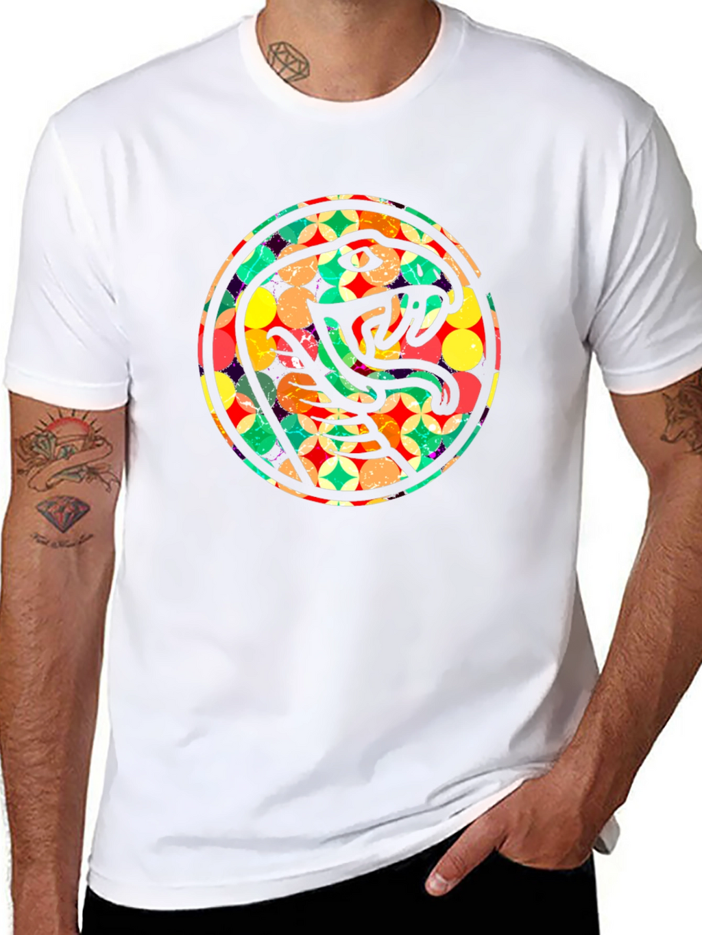 Retro Snake Circle Graphic T-Shirt
