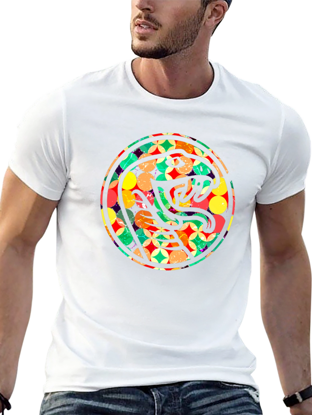 Retro Snake Circle Graphic T-Shirt