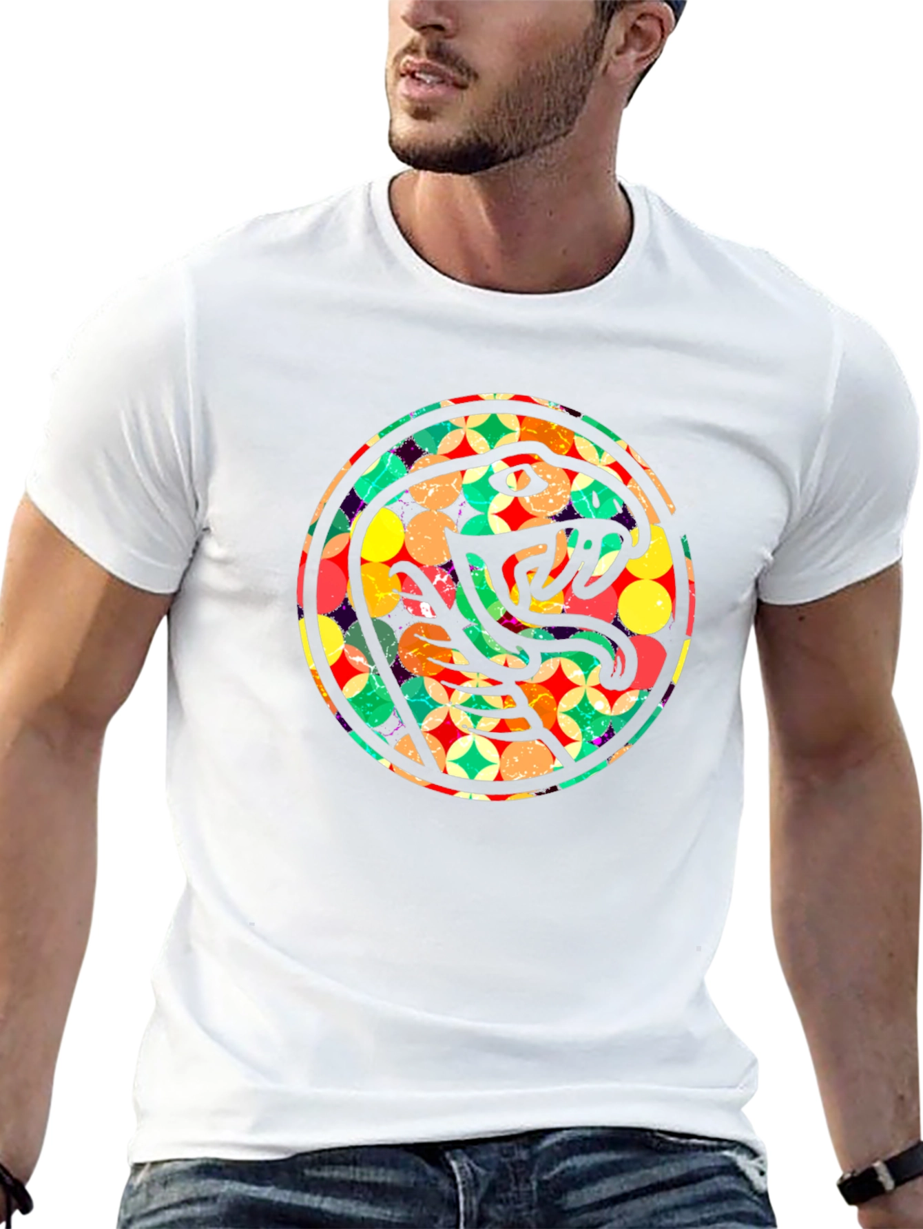 Retro Snake Circle Graphic T-Shirt