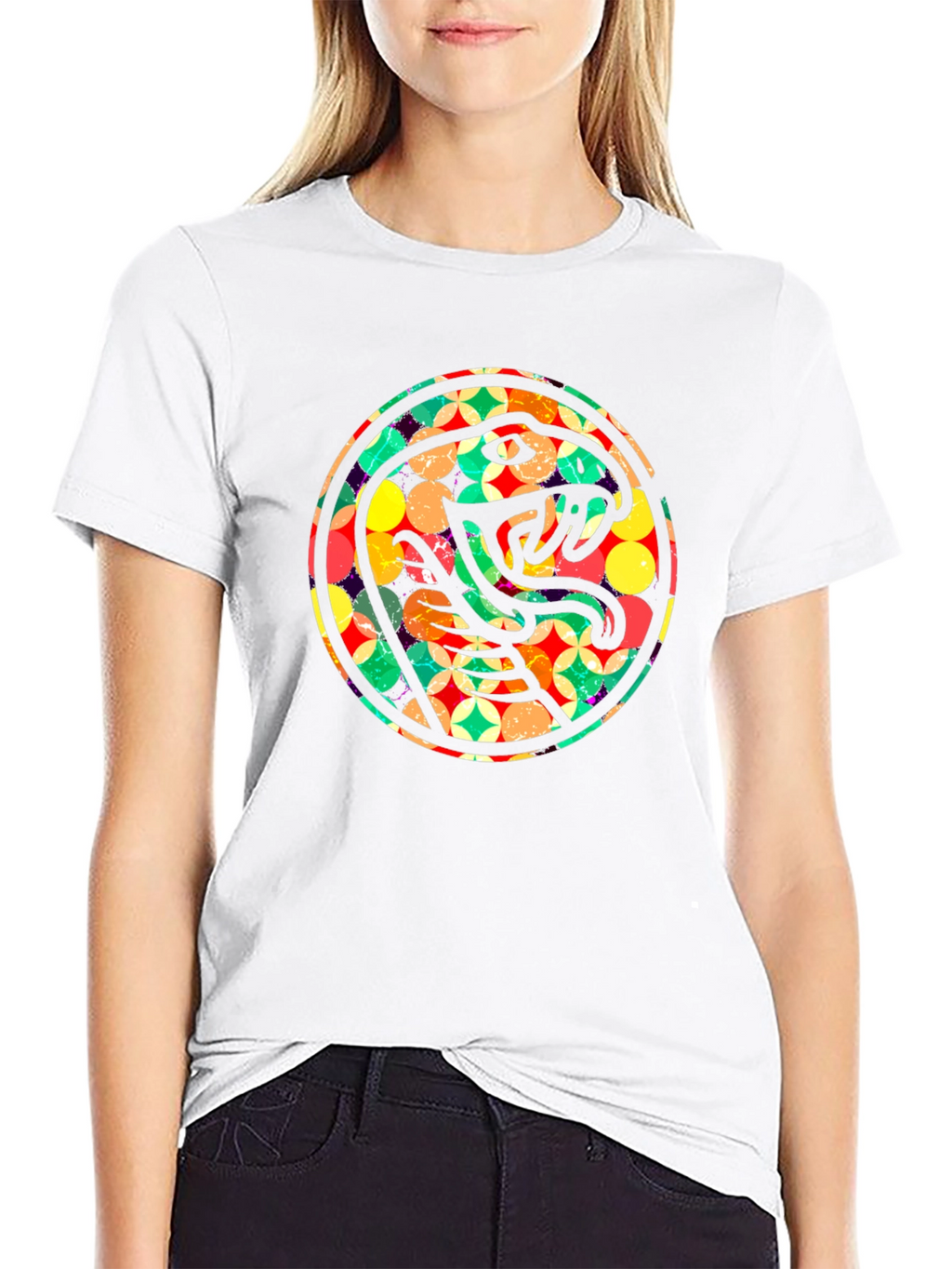 Retro Snake Circle Graphic T-Shirt