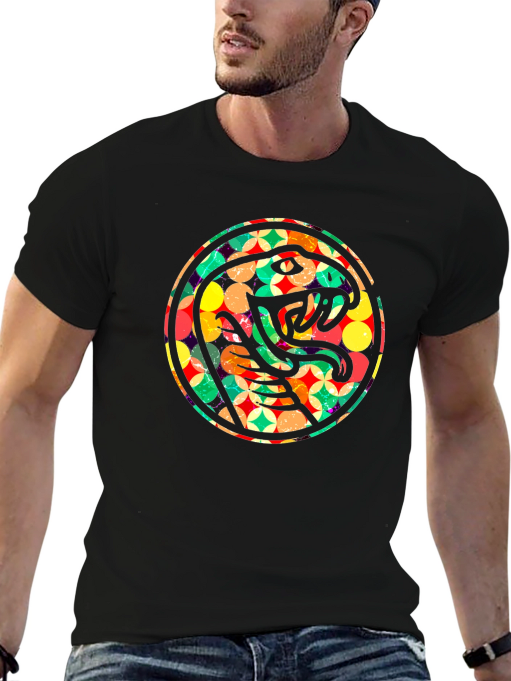 Retro Snake Circle Graphic T-Shirt