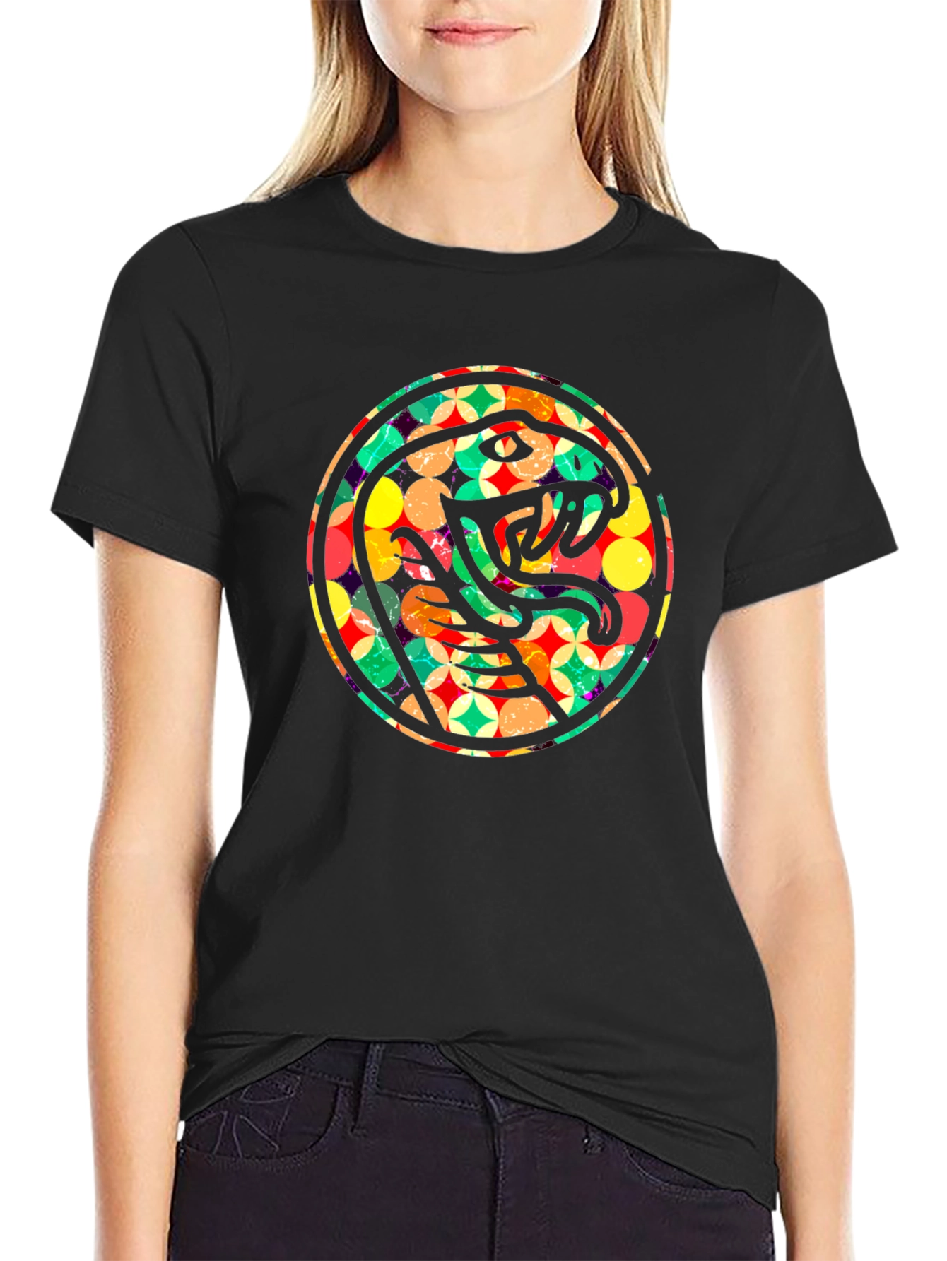 Retro Snake Circle Graphic T-Shirt