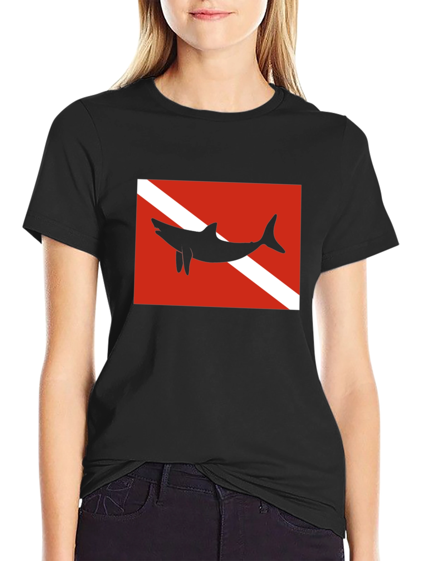 Diver Down Flag Shark Graphic Tee - Scuba Diving Shirt