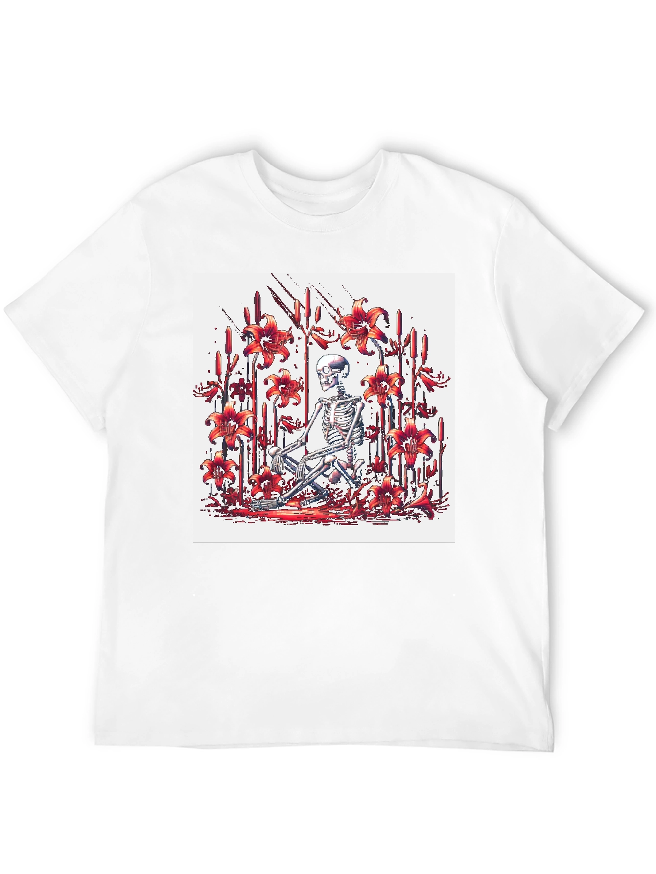 Skeleton Lily Graphic Tee - Mens Black T-Shirt