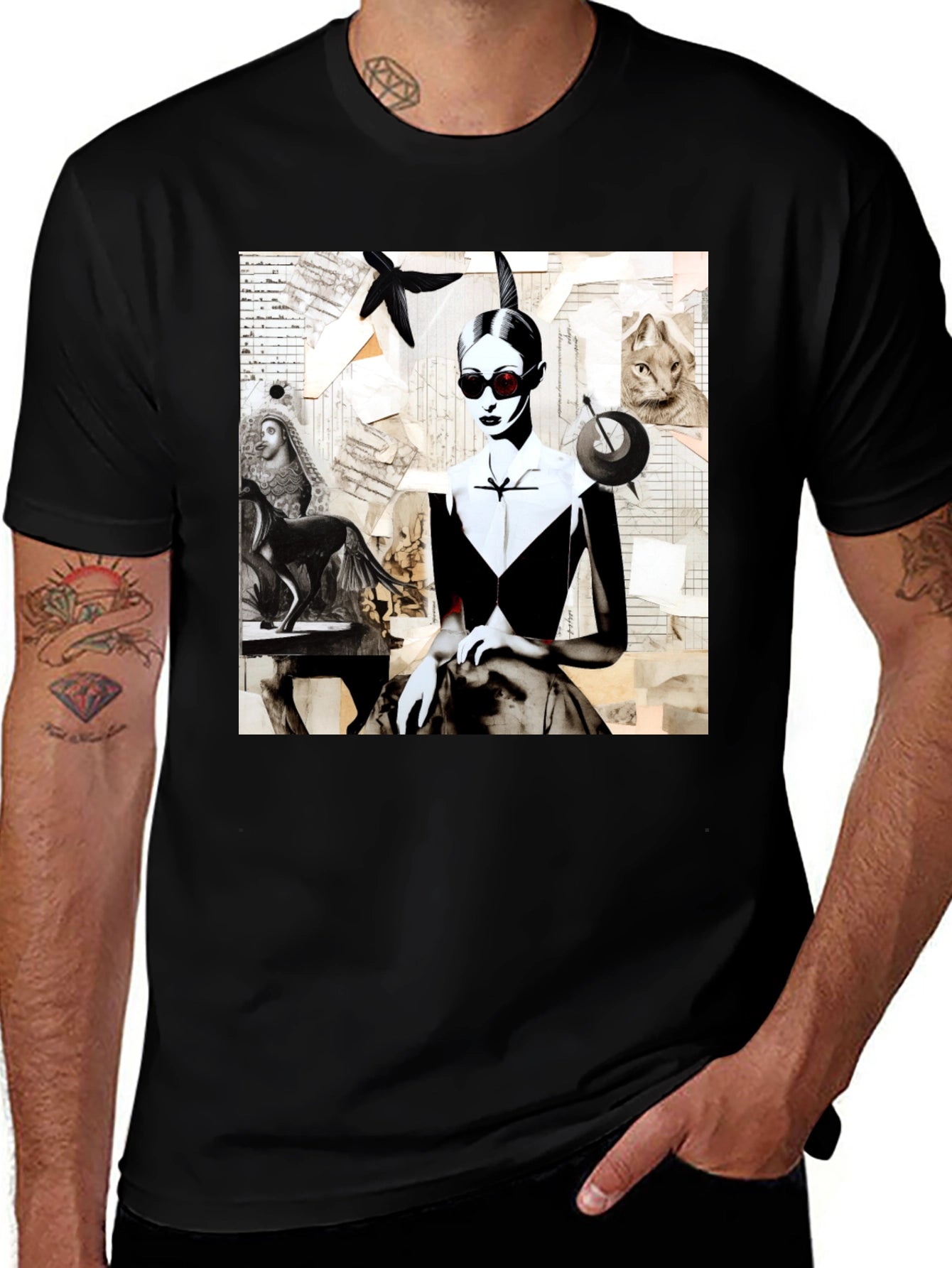 Artistic Collage Graphic Tee - Unique Fashion Statement