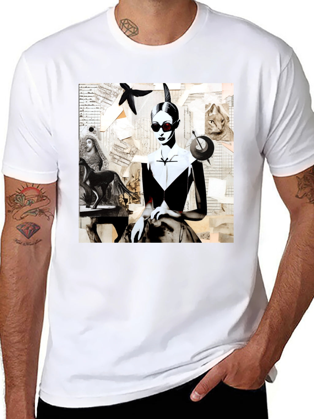 Artistic Collage Graphic Tee - Unique Fashion Statement