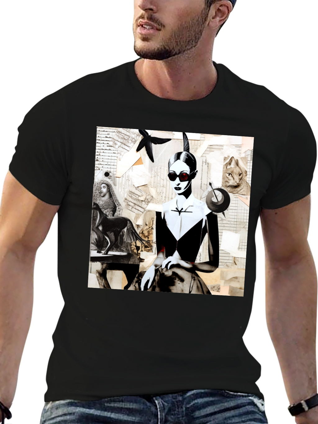 Artistic Collage Graphic Tee - Unique Fashion Statement