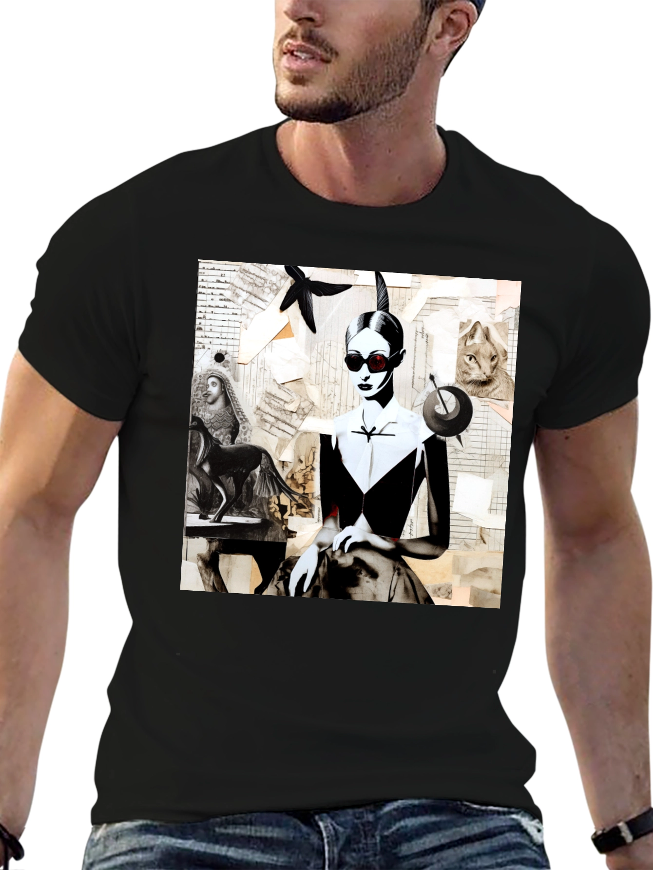 Artistic Collage Graphic Tee - Unique Fashion Statement