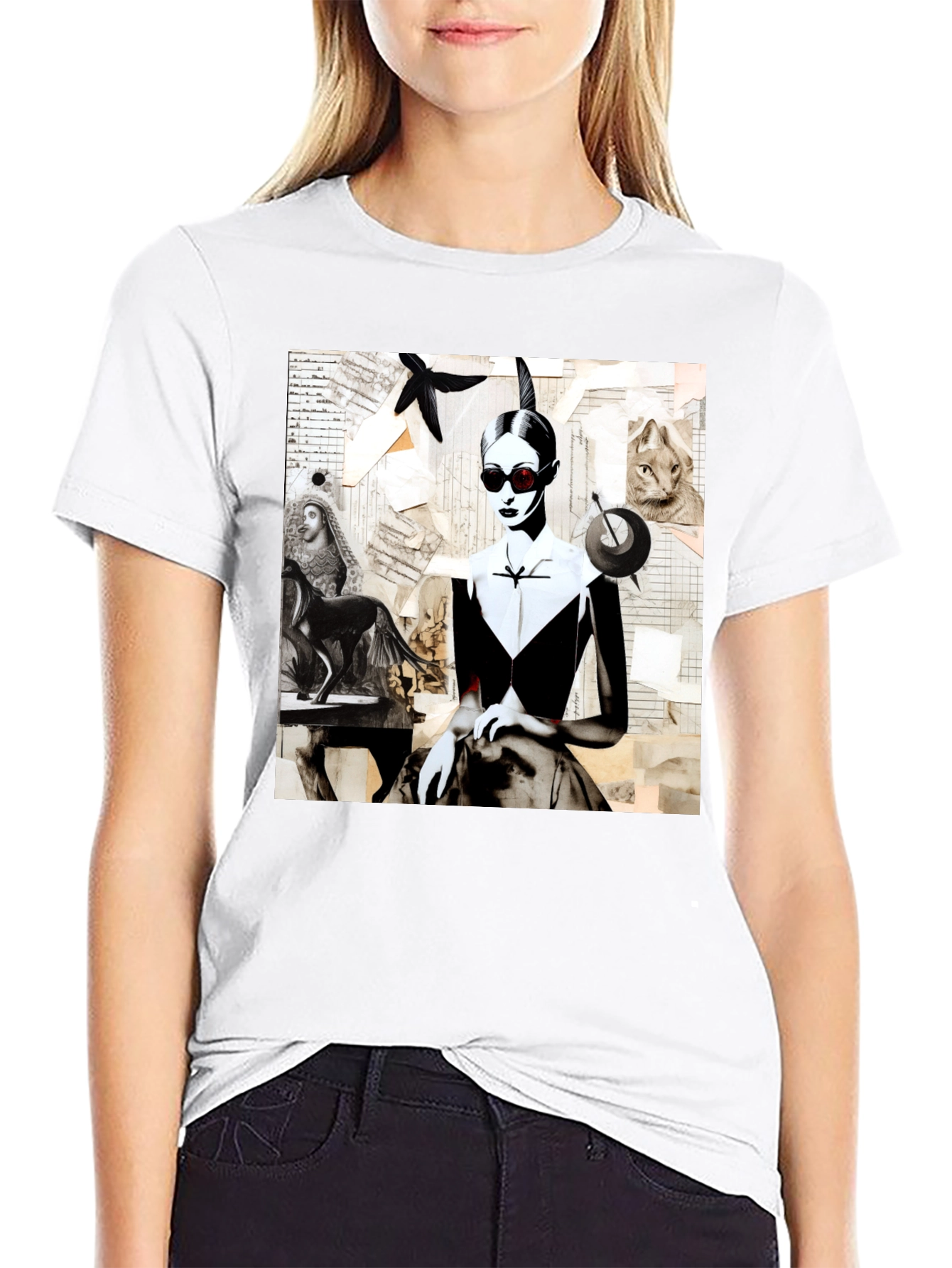 Artistic Collage Graphic Tee - Unique Fashion Statement