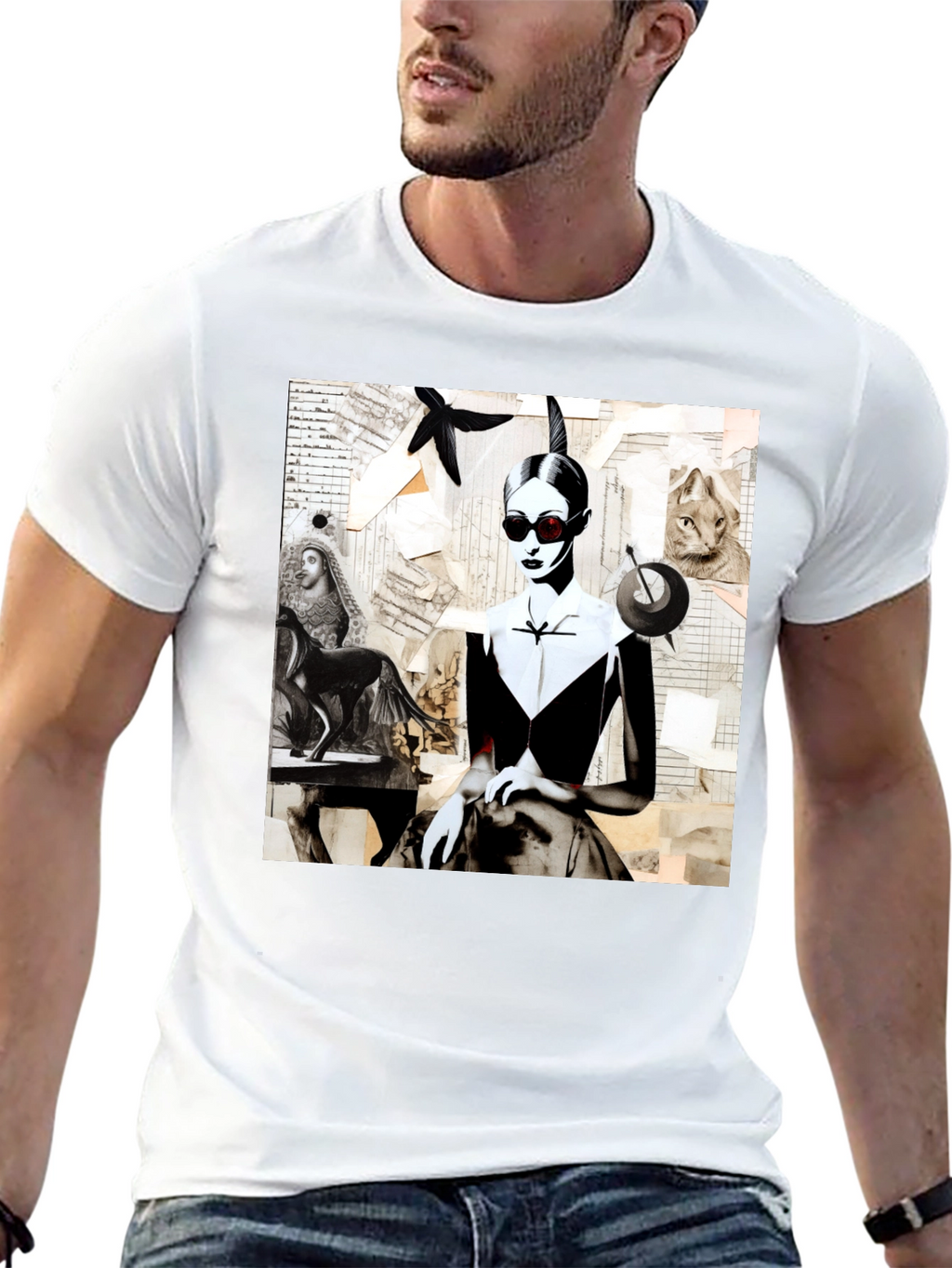 Artistic Collage Graphic Tee - Unique Fashion Statement