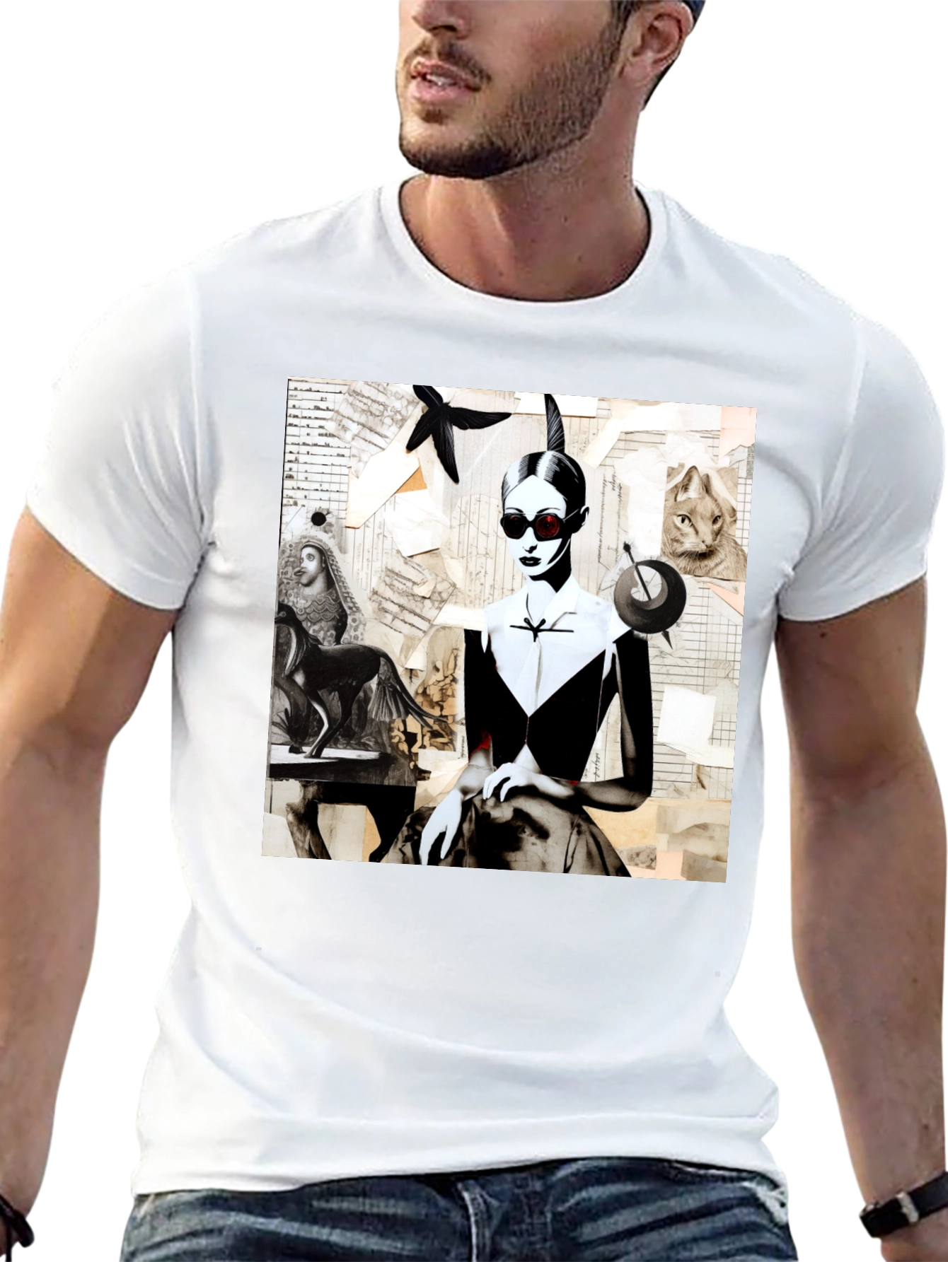 Artistic Collage Graphic Tee - Unique Fashion Statement