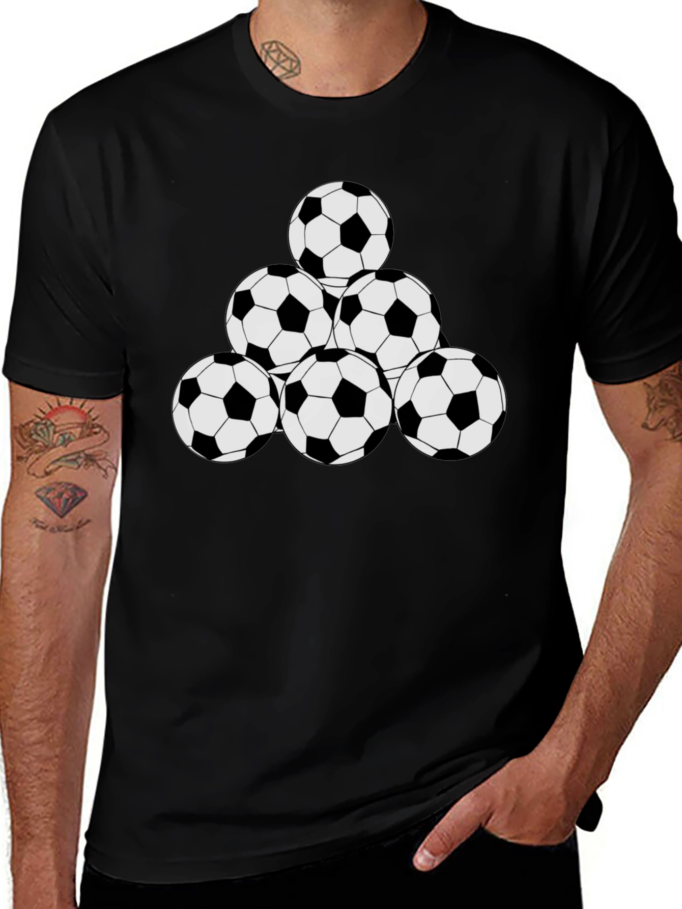 Soccer Ball Pyramid Black T-Shirt