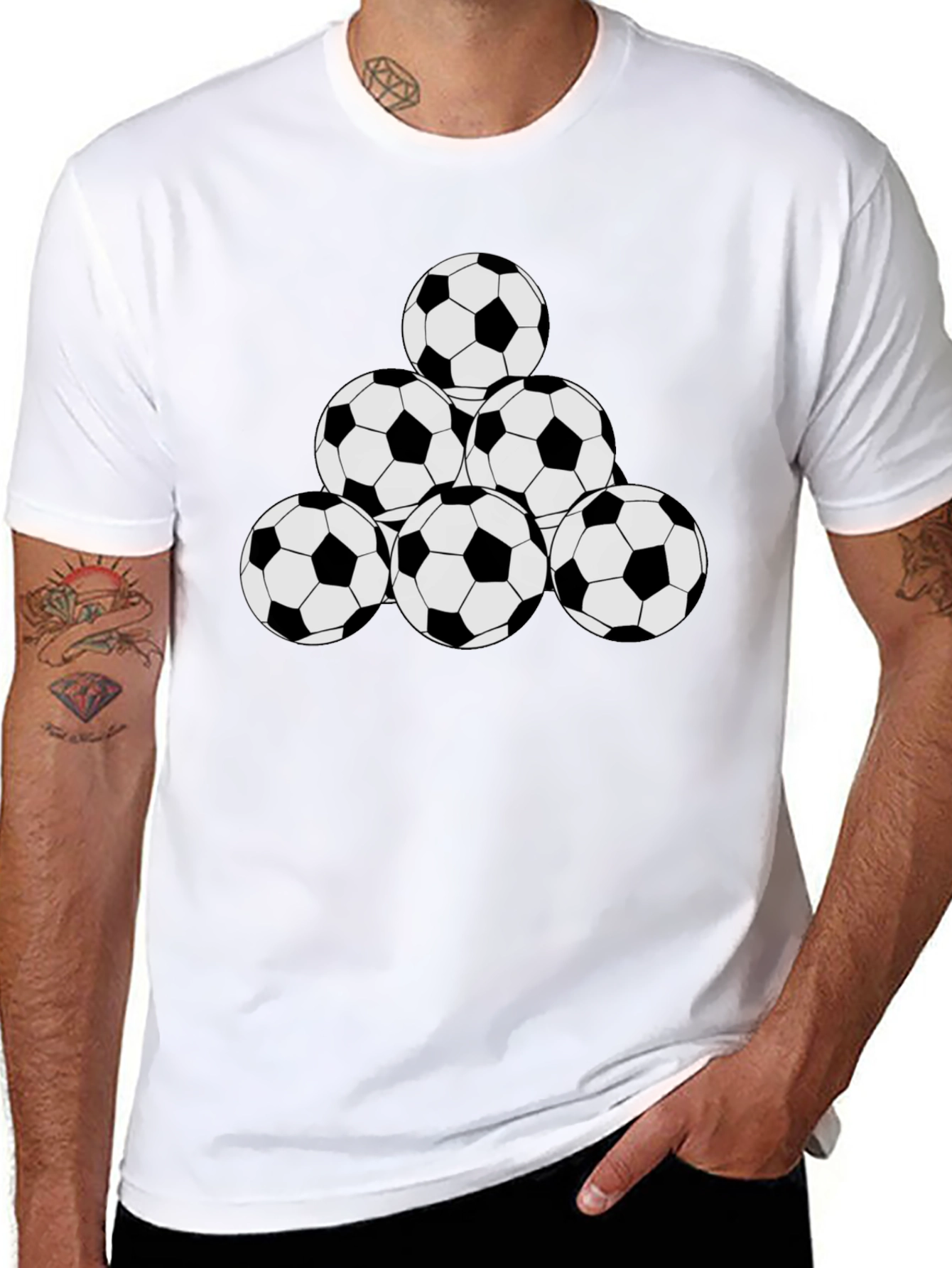 Soccer Ball Pyramid Black T-Shirt