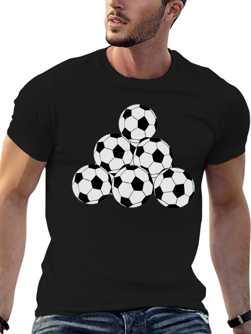 Soccer Ball Pyramid Black T-Shirt
