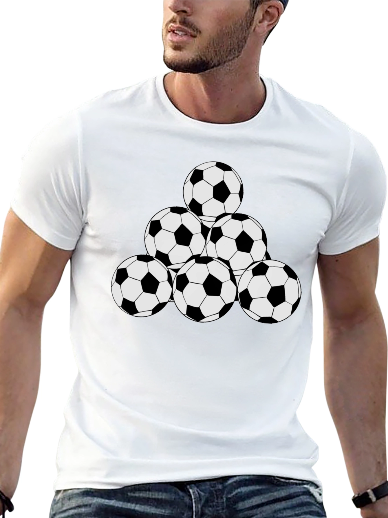 Soccer Ball Pyramid Black T-Shirt