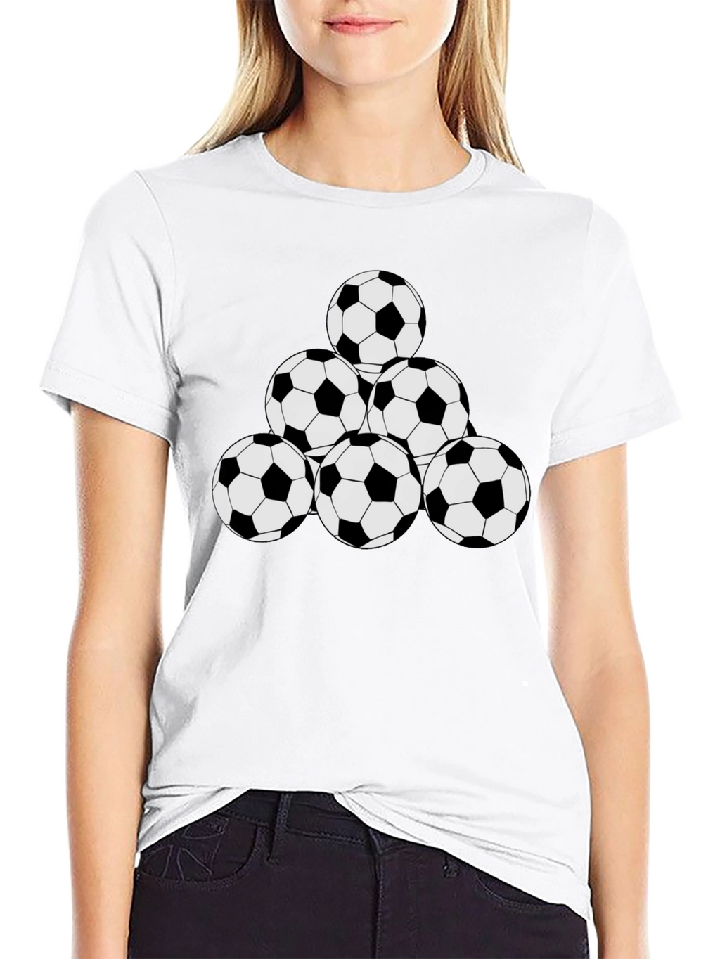 Soccer Ball Pyramid Black T-Shirt