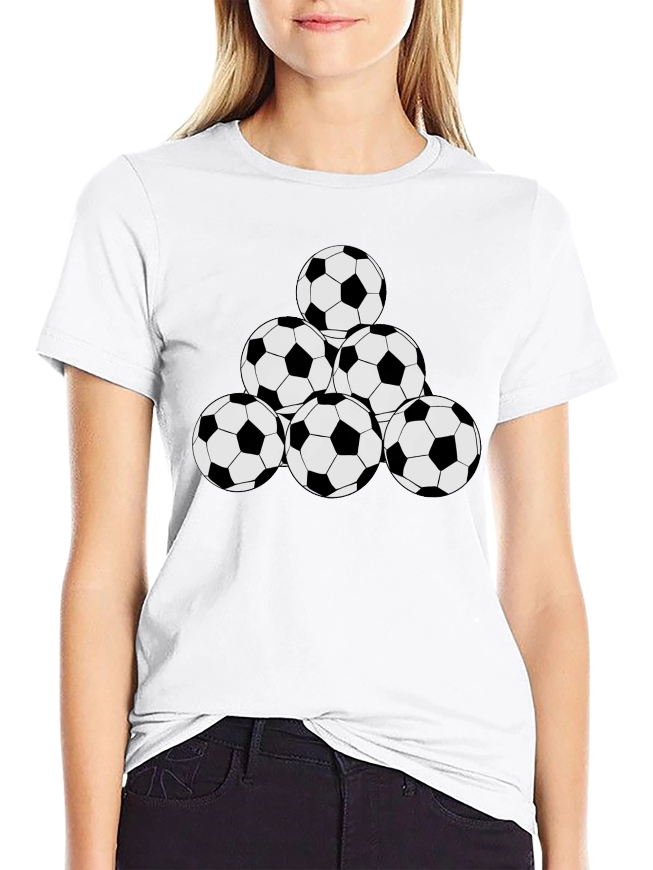 Soccer Ball Pyramid Black T-Shirt
