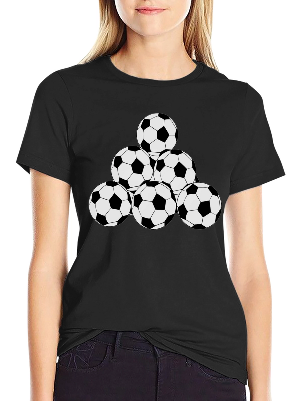 Soccer Ball Pyramid Black T-Shirt
