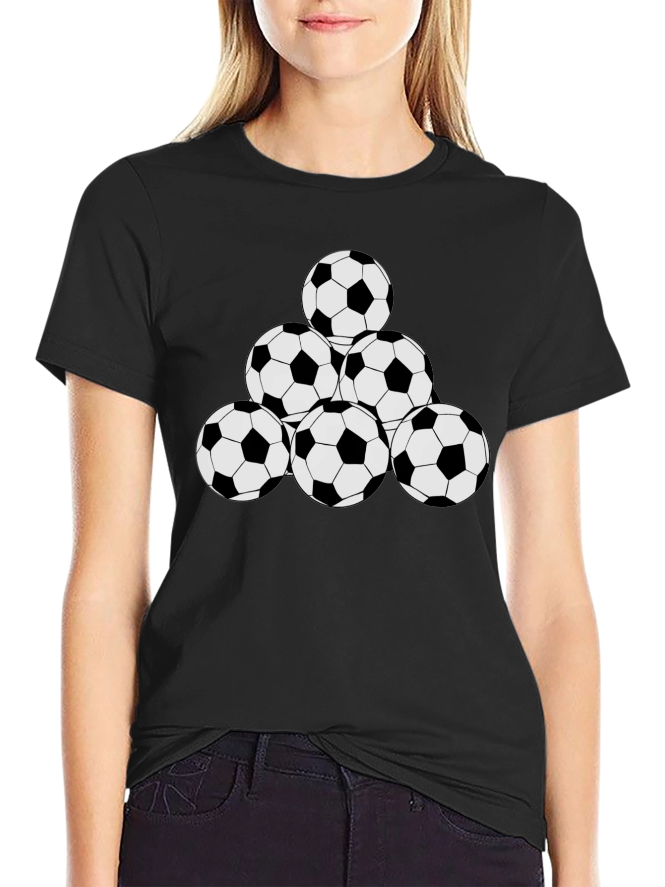 Soccer Ball Pyramid Black T-Shirt
