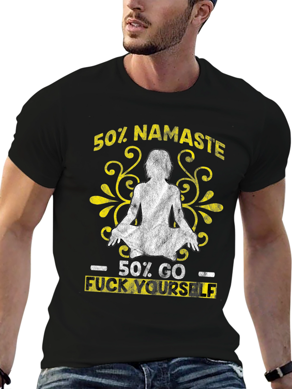50% Namaste 50% Go F Yourself Graphic Tee