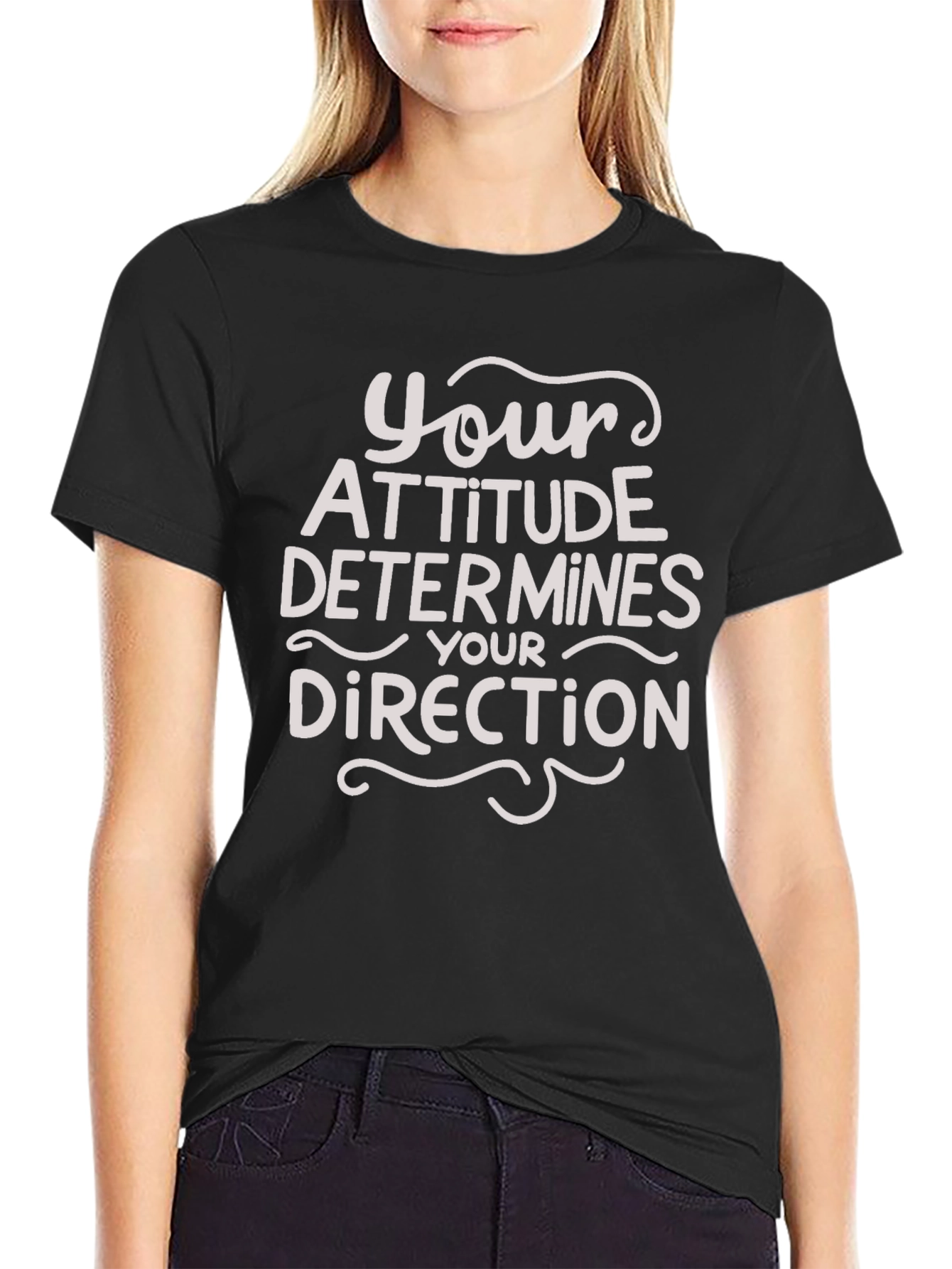 Attitude Determines Direction Graphic Tee - Black