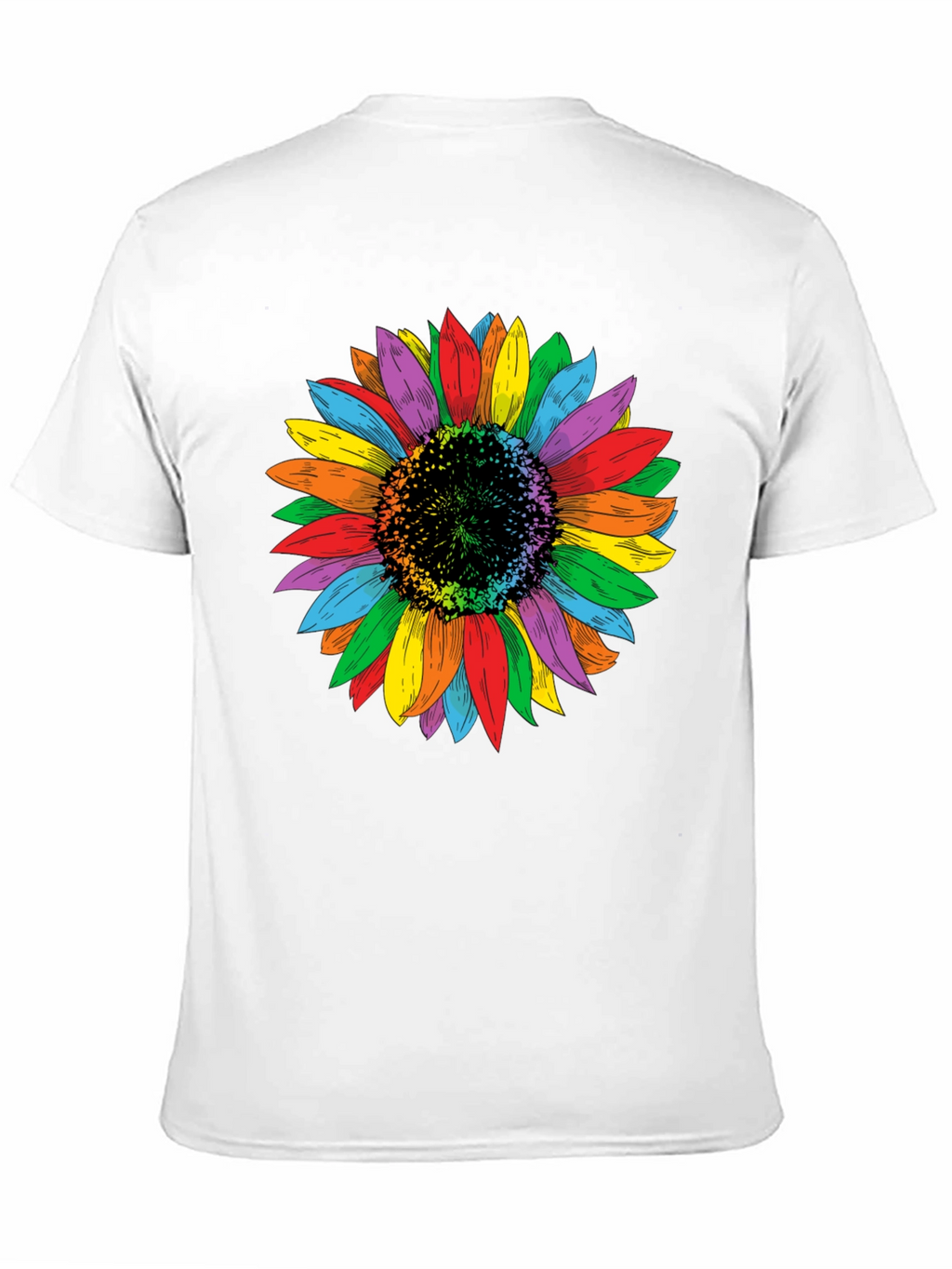 Rainbow Sunflower Graphic Tee - Unisex Black Shirt