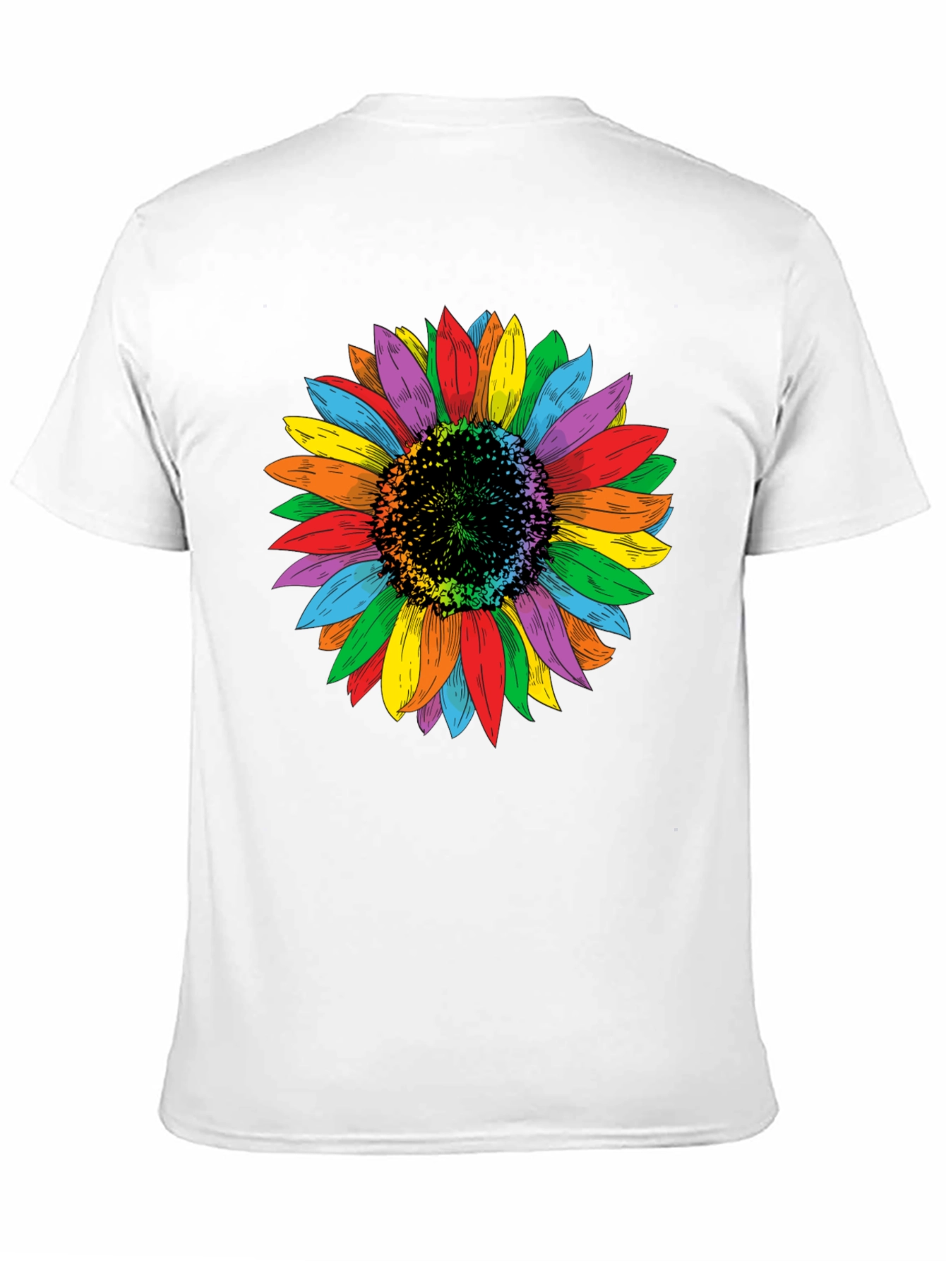 Rainbow Sunflower Graphic Tee - Unisex Black Shirt