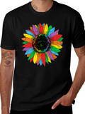 Rainbow Sunflower Graphic Tee - Unisex Black Shirt