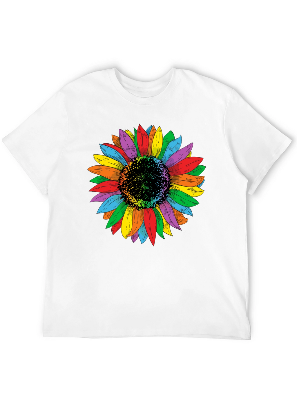 Rainbow Sunflower Graphic Tee - Unisex Black Shirt