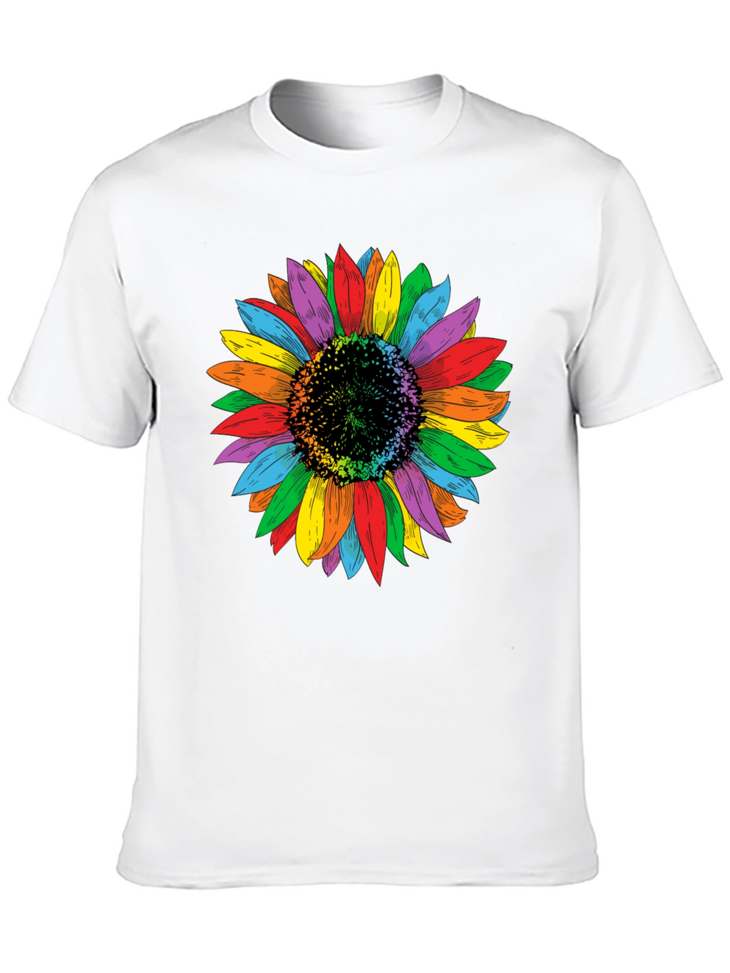 Rainbow Sunflower Graphic Tee - Unisex Black Shirt