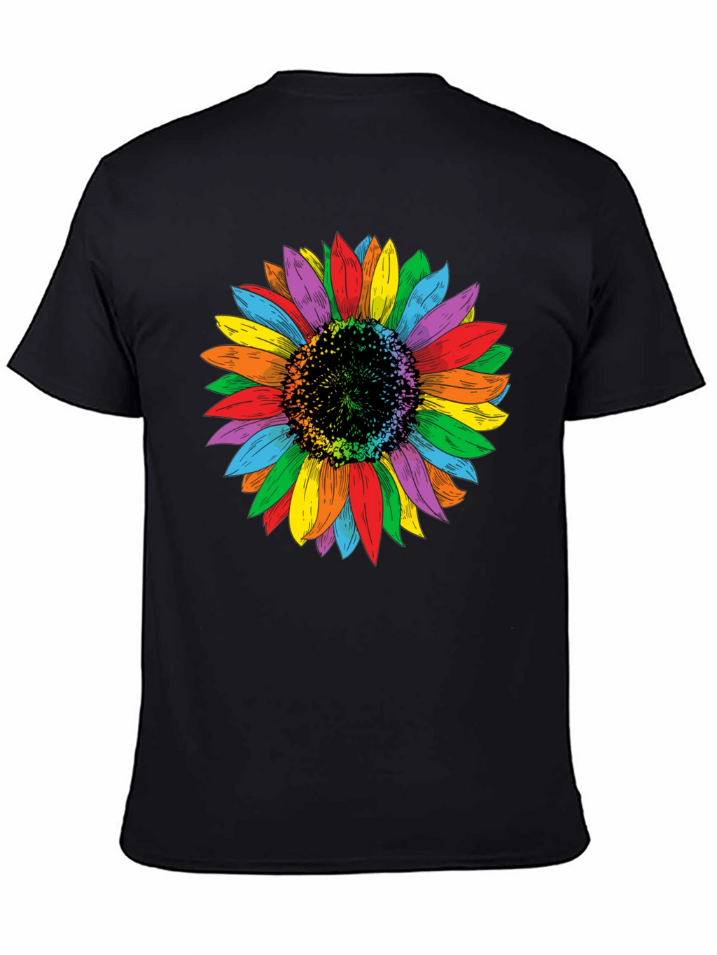 Rainbow Sunflower Graphic Tee - Unisex Black Shirt