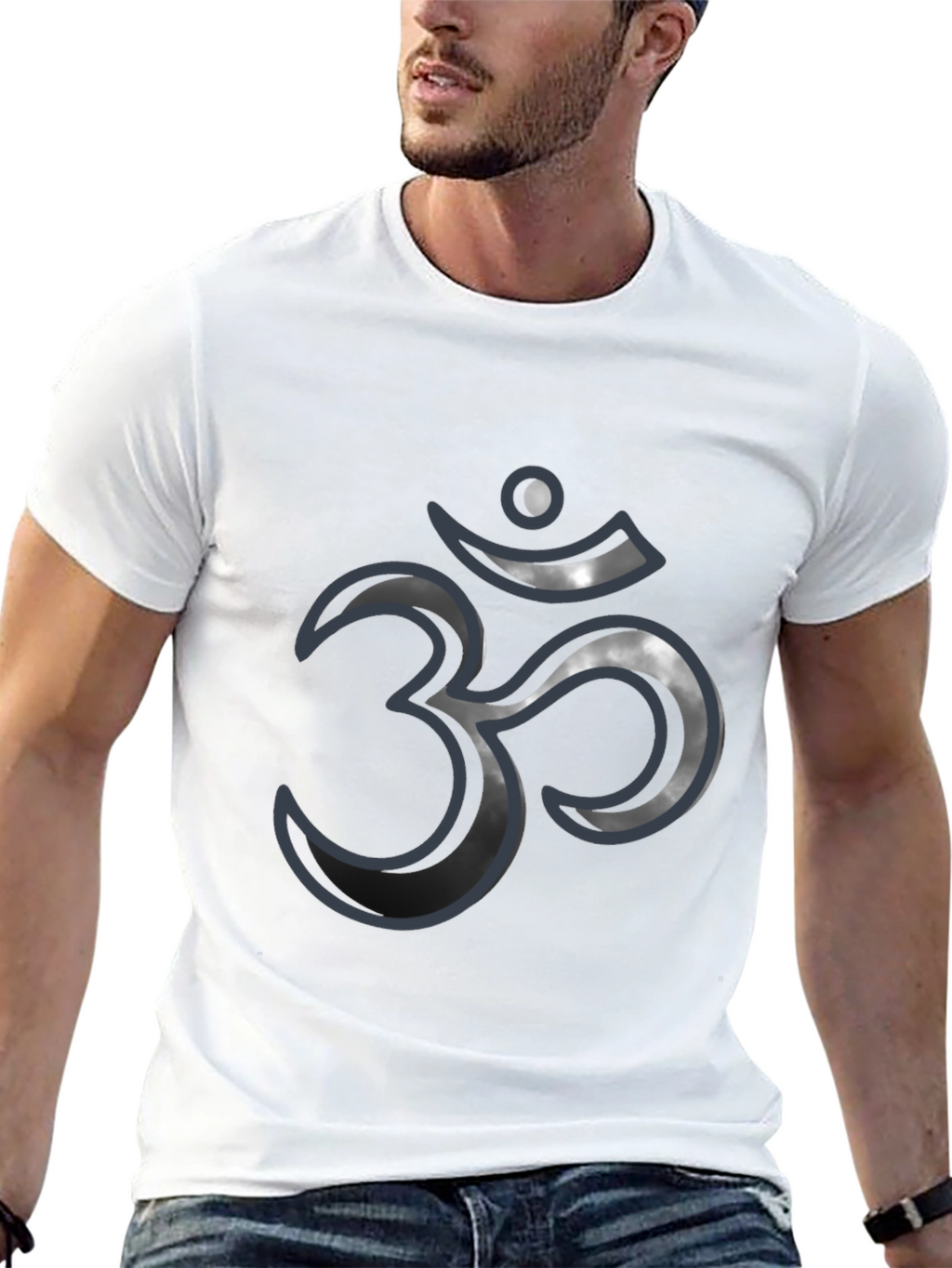 Mens Black T-Shirt with Om Symbol Design