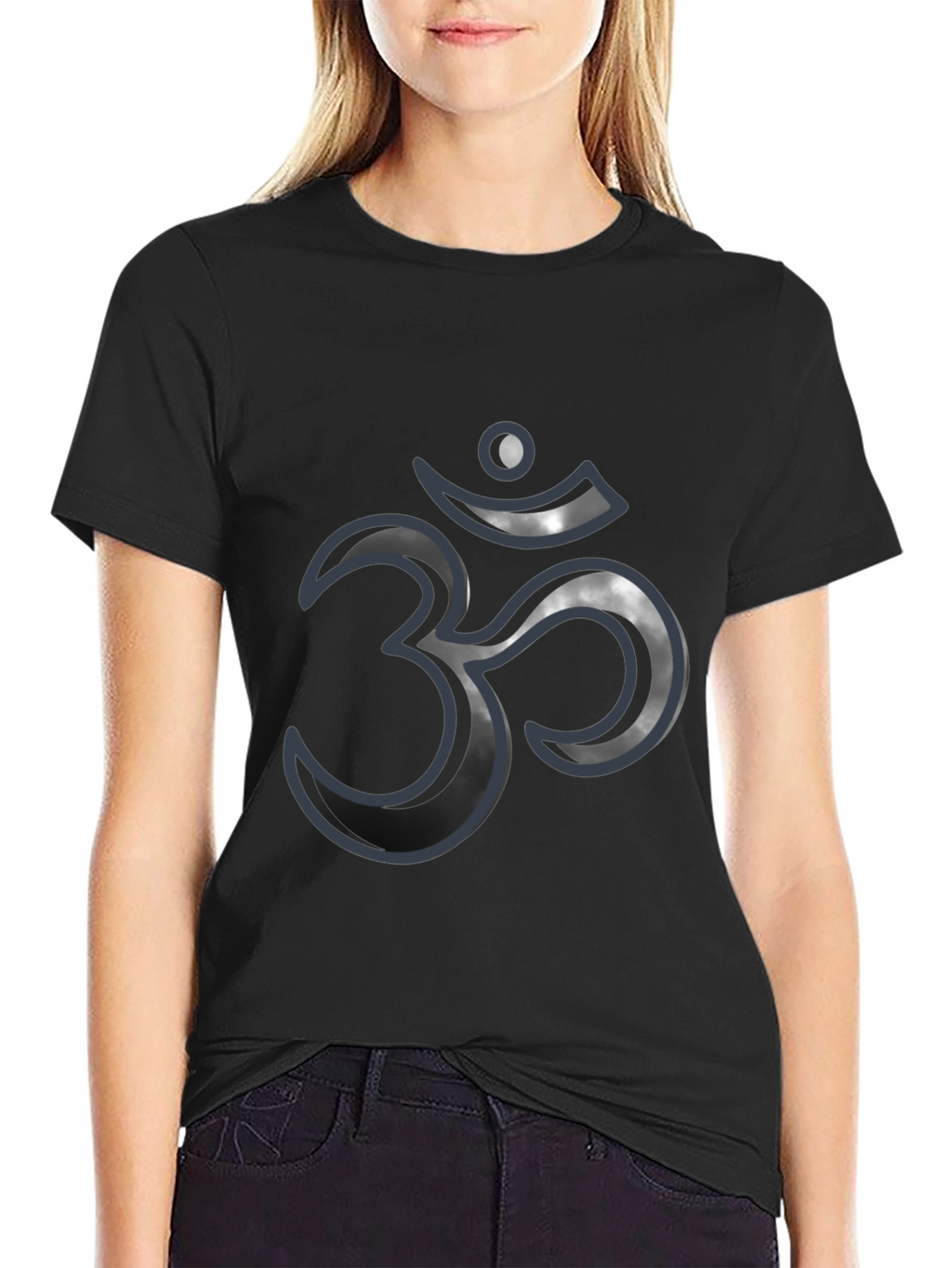 Mens Black T-Shirt with Om Symbol Design