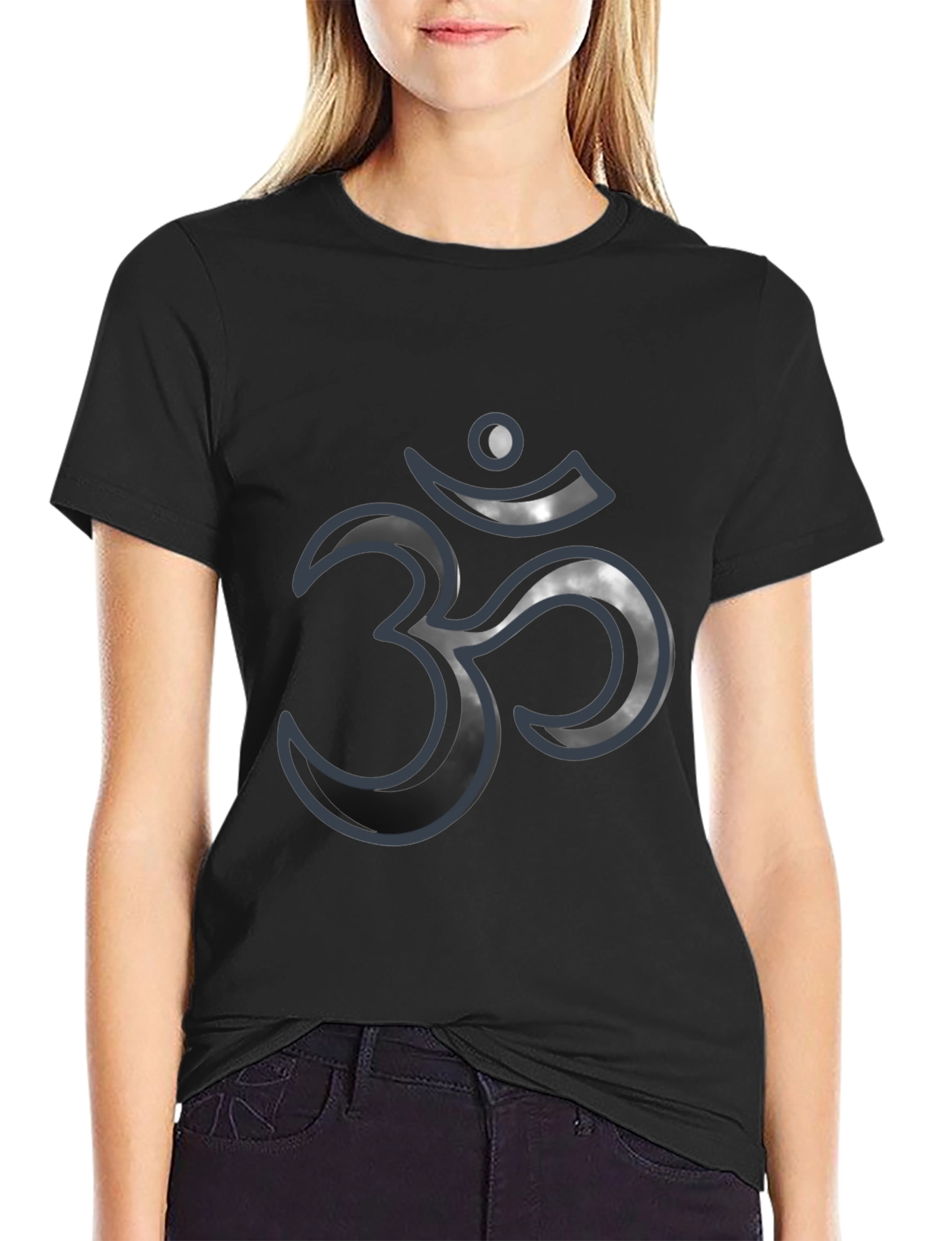 Mens Black T-Shirt with Om Symbol Design