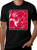 Graphic T-Shirt - Red & White Design on Black