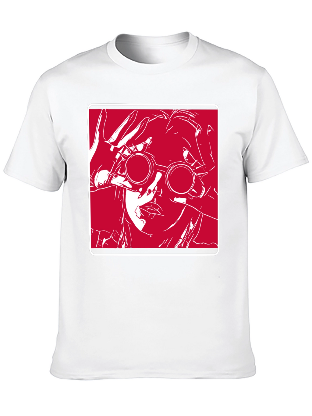Graphic T-Shirt - Red & White Design on Black