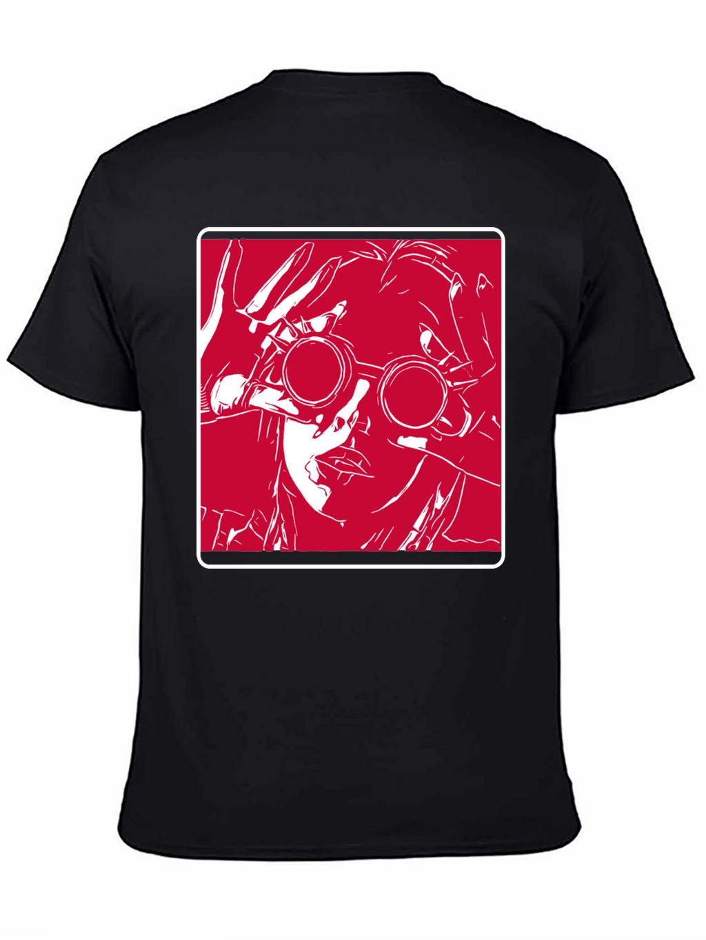 Graphic T-Shirt - Red & White Design on Black