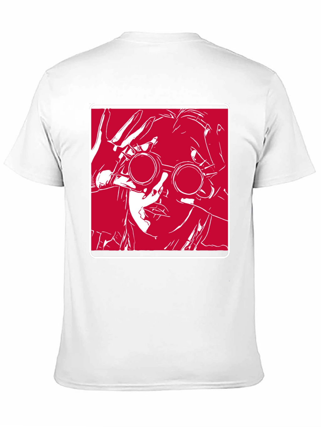 Graphic T-Shirt - Red & White Design on Black